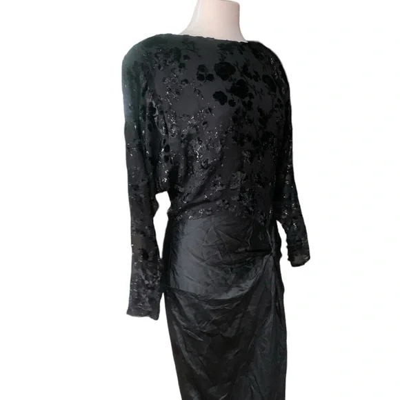 Vintage Saint Romei Black 100% pure Silk NWT  dress size 12 - Picture 5 of 9